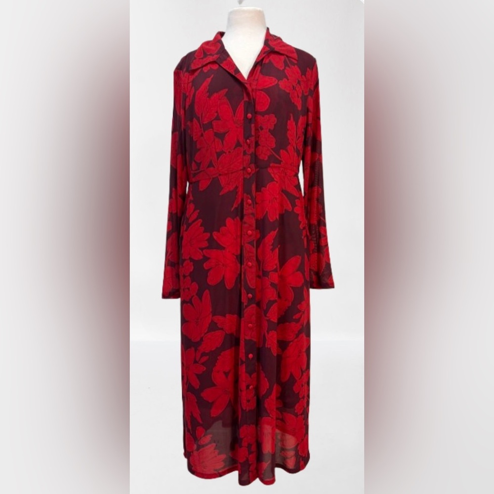 Cabi Size M Red Floral Women's Dress
